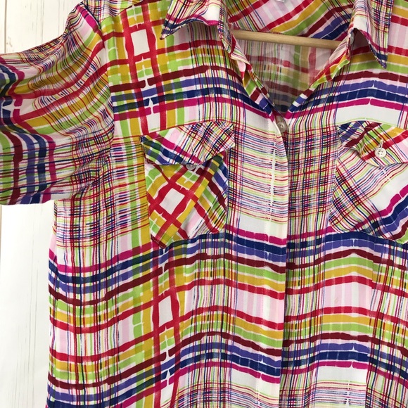 CAbi Plaid Long Sleeve Button Down Shirt Size M - Picture 3 of 6